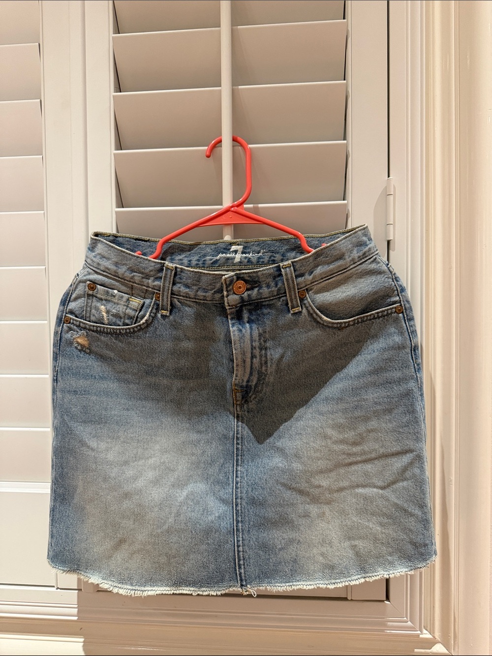 7 For All Mankind Light Blue Denim Mini Skirt
